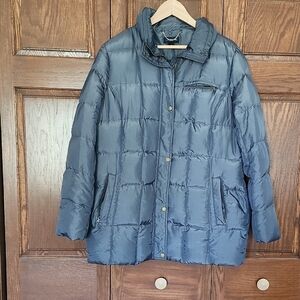 Lands' End Gray Puffer Down Quilted Zippered Coat Gray Women's Size Large